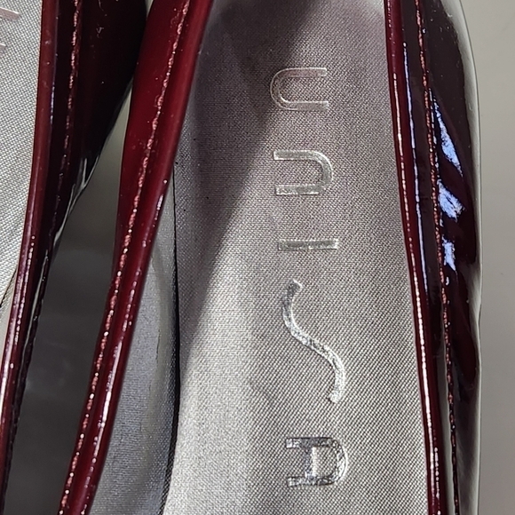 Deep Burgundy Ballet Square Heel & Toe Leather Shoes Silver Decor Size 7.5 - Picture 2 of 5